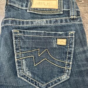 Miss Me Dark Blue Denim Jeans with Tan Stitching